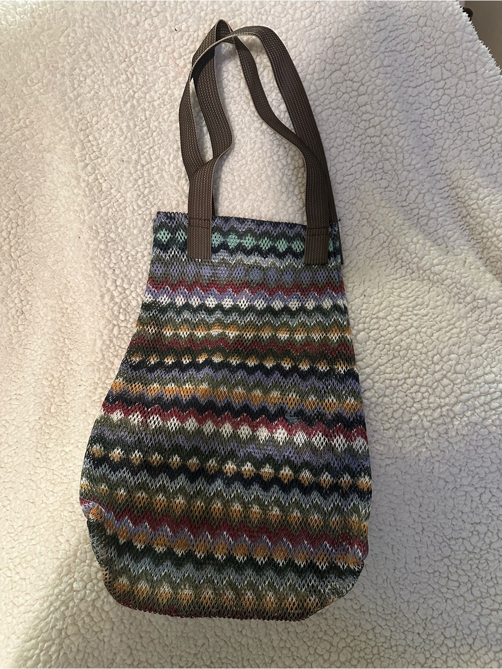 Epice Multicolor Chevron Knit Tote with Brown Straps